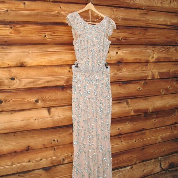 MAC DUGGAL 5689 Womens Embellished Cut Out Lace Up Cap Sleeve Gown - Picture 7 of 16